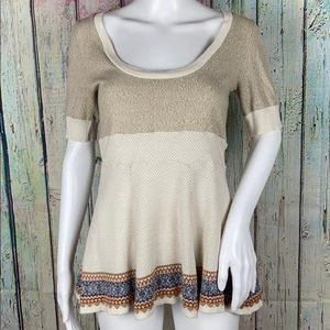 Free People Knit Short Sleeved Sweater